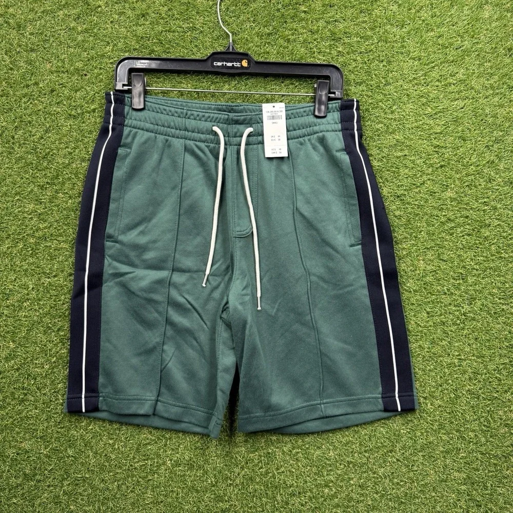 New Abercrombie & Fitch Shorts Mens Small Blue Green Fleece Drawstring Pocket